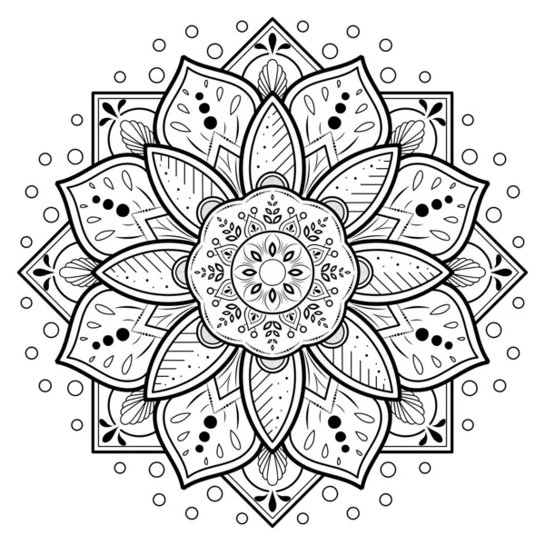 Flor Circular Mandala Com Estilo Floral Vintage Padrão Vector Mandala — Vetor de Stock