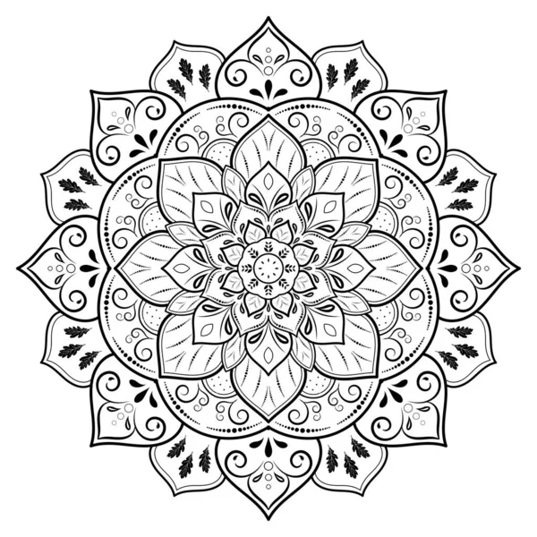 Flor Circular Mandala Con Estilo Floral Vintage Vector Mandala Oriental — Vector de stock