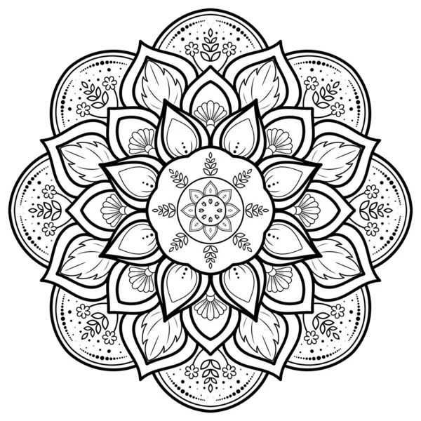 Klasik Çiçek Desenli Dairesel Çiçek Mandala Vector Mandala Oriental Desenli — Stok Vektör