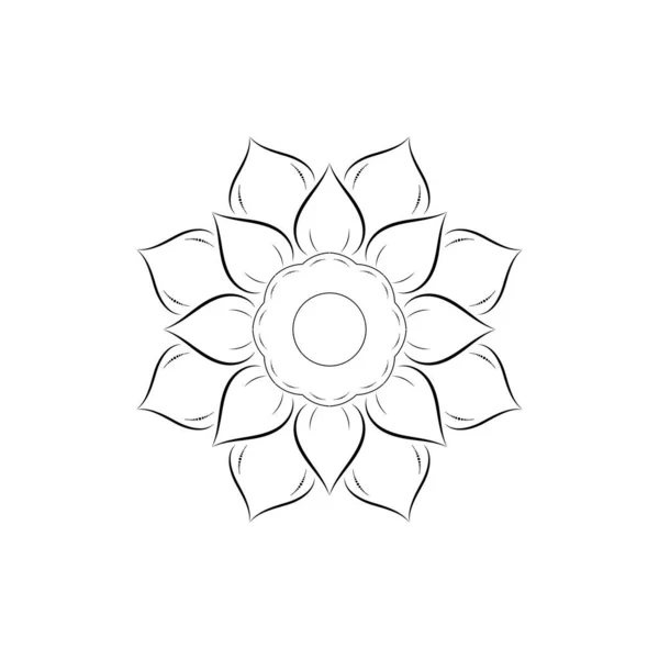 Minimalist Circular Flower Mandala Vintage Floral Style Vector Mandala Oriental — Stock Vector
