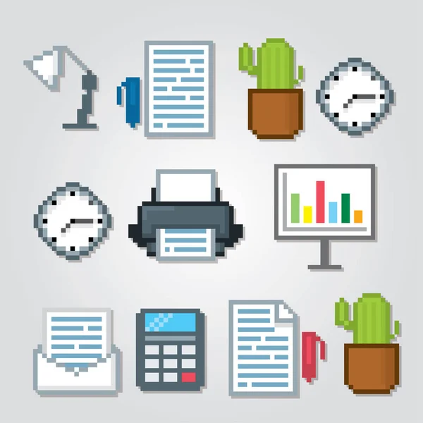 Office piksel sanat Icons set