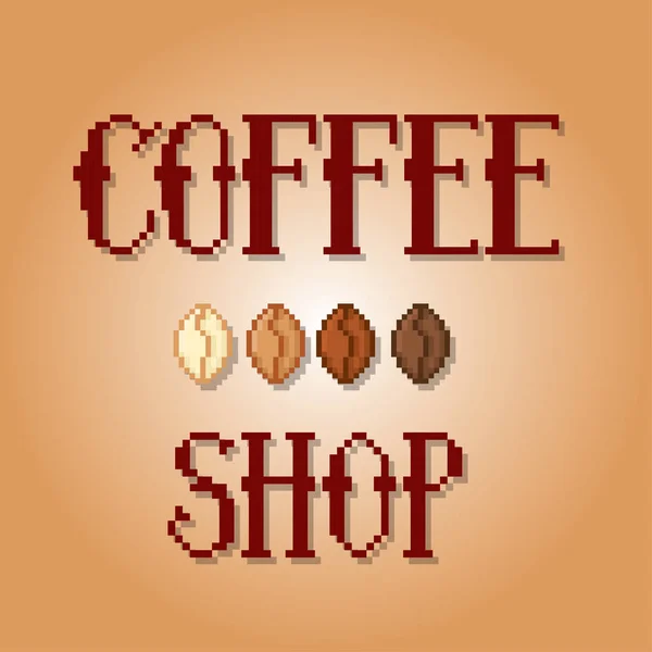 Banner de pixel de café. Pixelart. Estilo gráfico de computador da velha escola . — Vetor de Stock