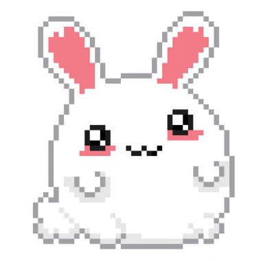 Paskalya tavşanı. Kawaii Japon tarzı. Eski okul bilgisayar grafik. 8 bit video oyunu.