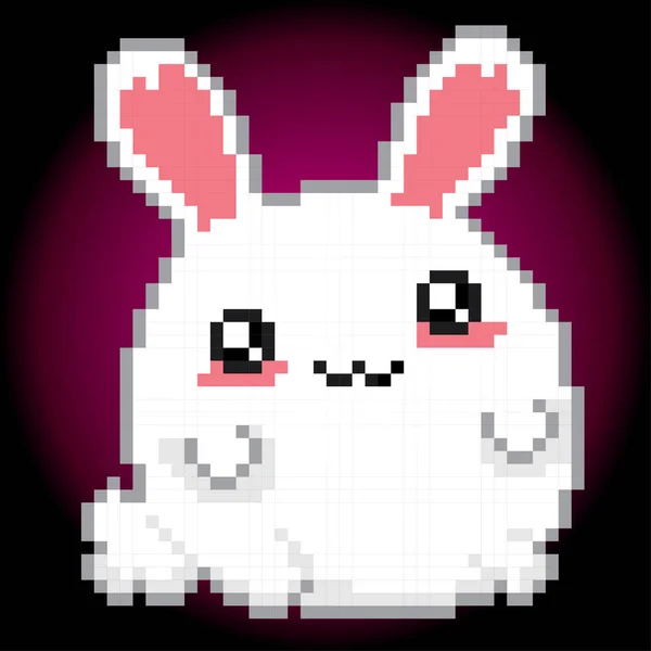 Pasen konijn. kawaii Japanse stijl. Old school computer grafisch. 8 bit videogame. — Stockvector