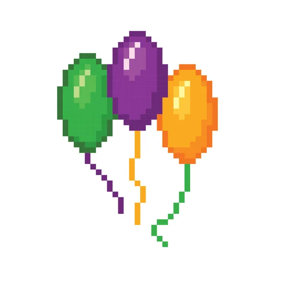 Mardi gras baloons. Pixel art. Old school computer graphic style. Games elements. — Stock Vector