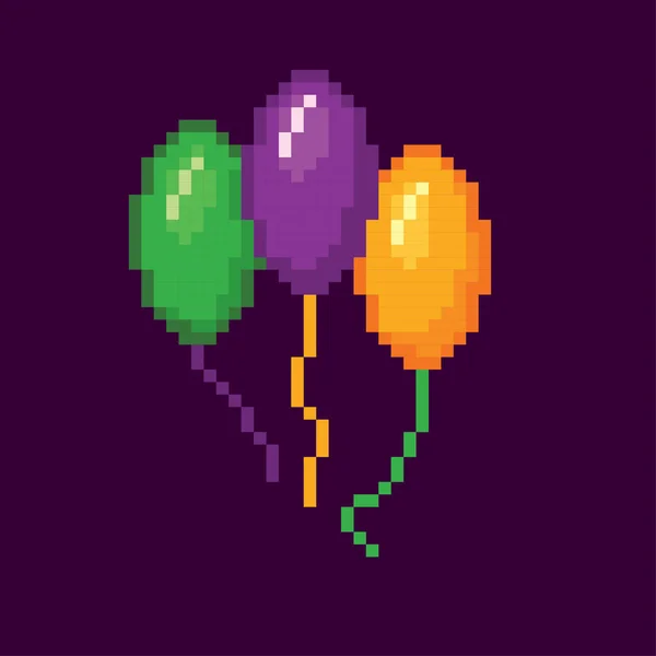 Mardi gras balones. Pixel art. Estilo gráfico de computadora de la vieja escuela. Juegos de elementos . — Archivo Imágenes Vectoriales