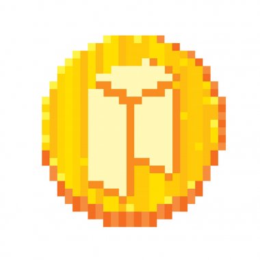 Cryptocurrency. Piksel sanat. Eski okul bilgisayar grafik stili. 8 bit video oyunu. oyun öğe.