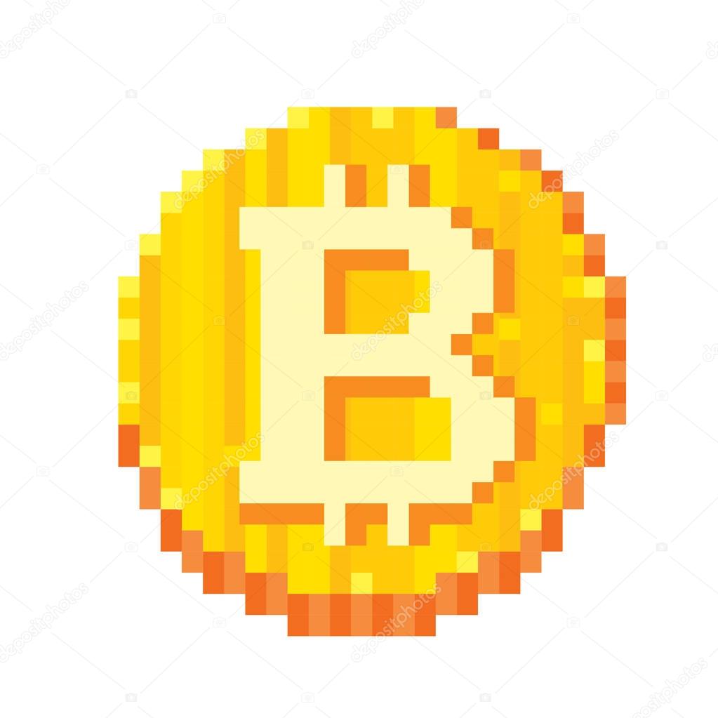 Bitcoin. Cryptocurrency. Pixel искусства. Старая школа компьютер