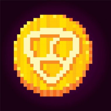 Nem. Cryptocurrency. Piksel sanat. Eski okul bilgisayar grafik stili. 8 bit video oyunu. oyun öğe.