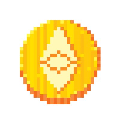 Ethereum klasik. Cryptocurrency. Piksel sanat. Eski okul bilgisayar grafik stili. 8 bit video oyunu. oyun öğe.