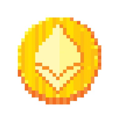 Ethereum. Cryptocurrency. Piksel sanat. Eski okul bilgisayar grafik stili. 8 bit video oyunu. oyun öğe.