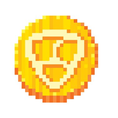 Nem. Cryptocurrency. Piksel sanat. Eski okul bilgisayar grafik stili. 8 bit video oyunu. oyun öğe.