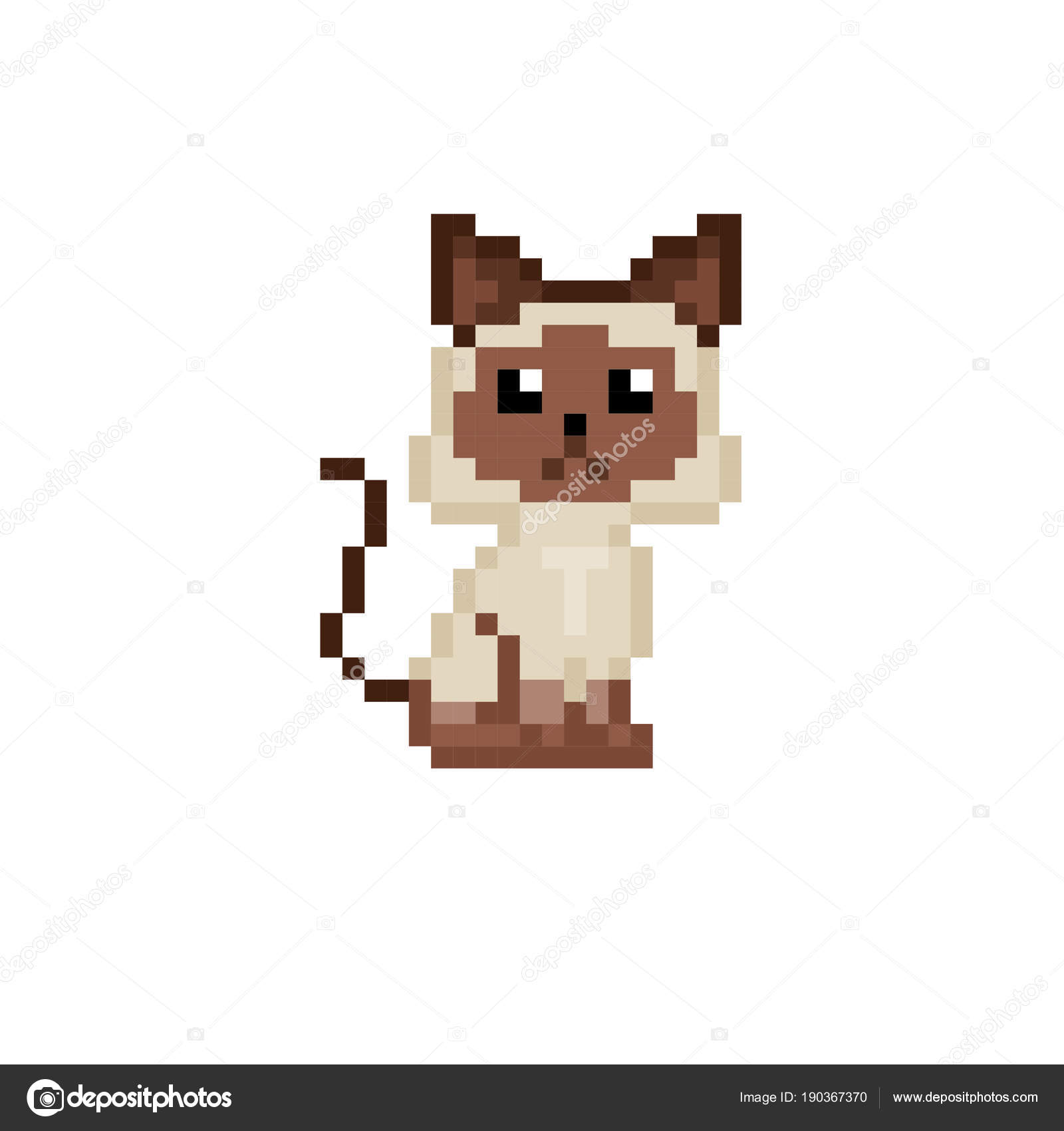 Pixel art of a cute cat Stock Vector