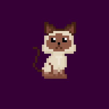 Kedi piksel simgesi. Piksel sanat. Eski okul bilgisayar grafik. 8 bit video oyunu. Oyun kıymetler 8-bit sprite.