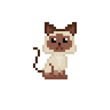 Kedi piksel simgesi. Piksel sanat. Eski okul bilgisayar grafik. 8 bit video oyunu. Oyun kıymetler 8-bit sprite.