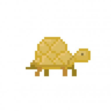 Kaplumbağa piksel simgesi. Piksel sanat. Eski okul bilgisayar grafik. 8 bit video oyunu. Oyun kıymetler 8-bit sprite.