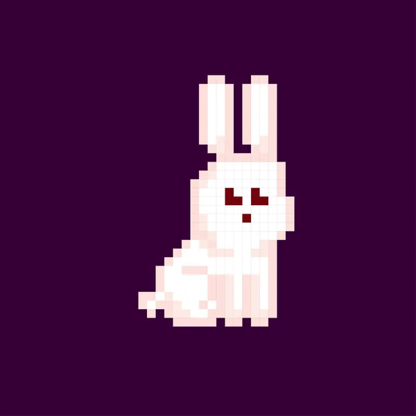 Icono de píxel de conejo. Pixel art. Gráfico de computadora de la vieja escuela. Videojuego de 8 bits. Activos del juego sprite de 8 bits . — Vector de stock