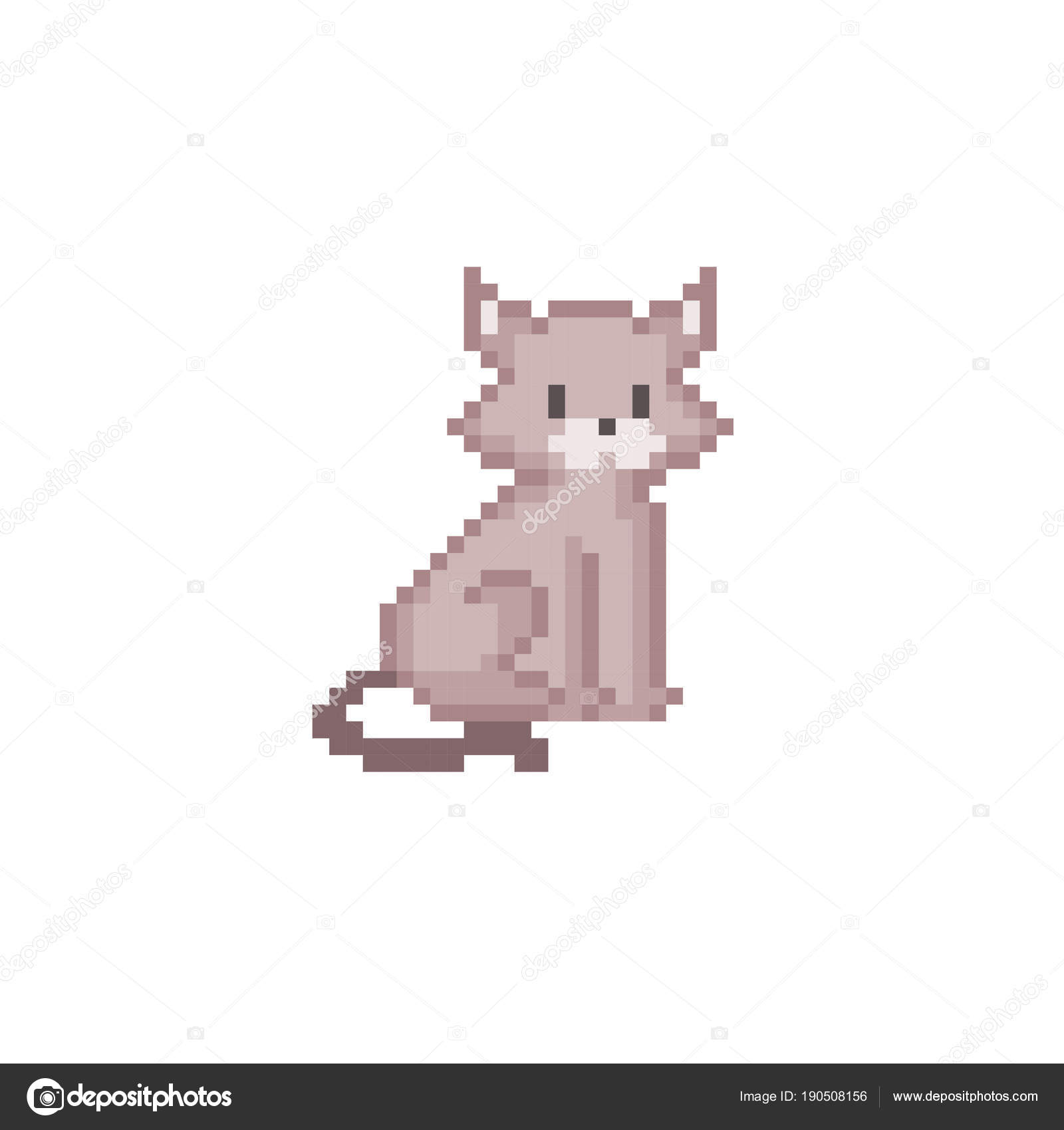 Pixel 8 bits gato preto animais para ativos de jogo em ilustração vetorial