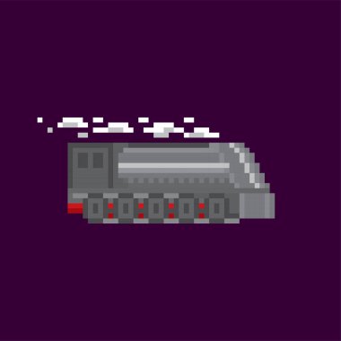 Lokomotif tren piksel simgesi. Piksel sanat. Eski okul bilgisayar grafik. 8 bit video oyunu. Oyun kıymetler 8-bit sprite.