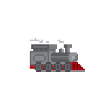 Lokomotif tren piksel simgesi. Piksel sanat. Eski okul bilgisayar grafik. 8 bit video oyunu. Oyun kıymetler 8-bit sprite.