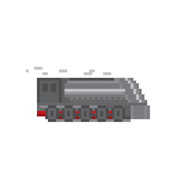 Locomotiva, icona dei pixel del treno. Pixel art. Computer grafica vecchia scuola. Videogioco a 8 bit. Attività di gioco a 8 bit sprite . — Vettoriale Stock