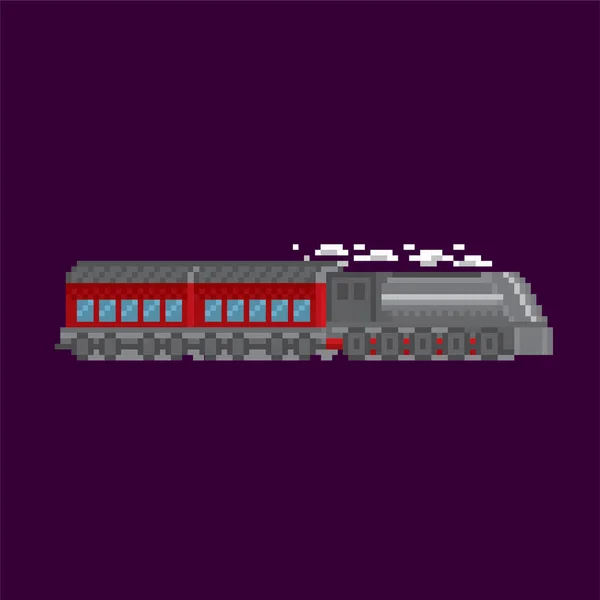 Locomotiva, ícone de pixel de comboio. Arte Pixel. Gráfico de computador da velha escola. Jogo de vídeo de 8 bits. Ativos do jogo 8-bit sprite . — Vetor de Stock