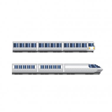 Lokomotif, tren, tren yol pixel Icon set. Piksel sanat. Eski okul bilgisayar grafik. 8 bit video oyunu. Oyun kıymetler 8-bit sprite.