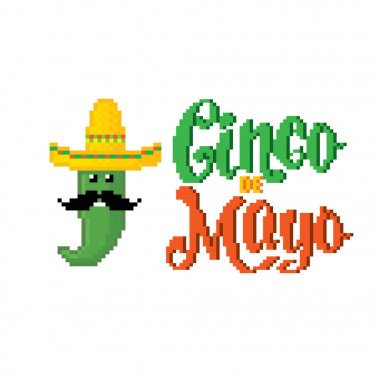 Cinco de mayo. Piksel sanat. Eski okul bilgisayar grafik stili. Oyun kıymetler 8-bit sprite. 8 bit video oyunu. oyun öğe.