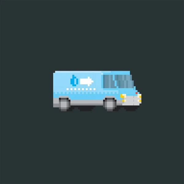 Wasserlieferwagen-Ikone. Design für Aufkleber, Logo, Stickerei und mobile App. Videospiel-Assets 8-bit. Pixelkunst. — Stockvektor