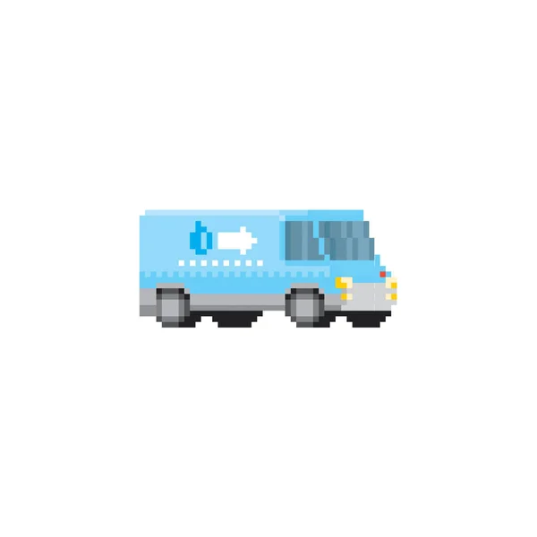 Wasserlieferwagen-Ikone. Design für Aufkleber, Logo, Stickerei und mobile App. Videospiel-Assets 8-bit. Pixelkunst. — Stockvektor