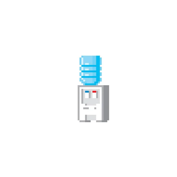 Refrigerador com uma garrafa de água. Design para adesivos, logotipo, bordado e aplicativo móvel. Ativos do jogo de vídeo 8-bit. Arte Pixel . — Vetor de Stock