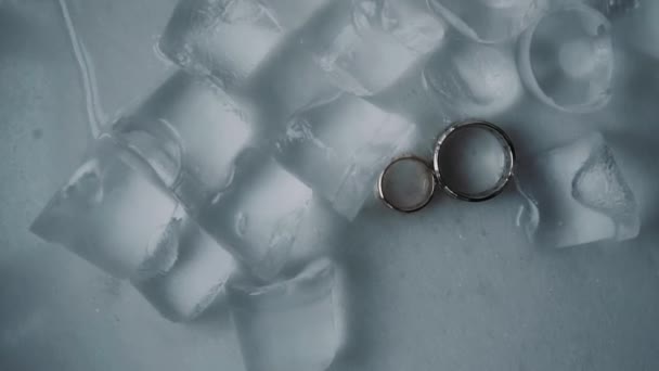 Düğün Yüzükleri Buzun Üstünde — Stok video