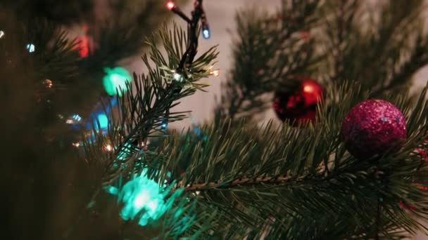 Les Jouets Nouvel Jouet Est Accroché Sapin Noël Vert Cadeaux — Video