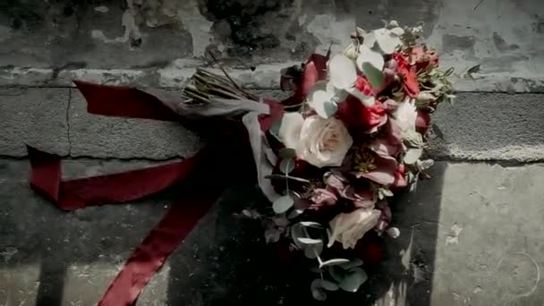 Bouquet Rosso Fiori Donna Che Ami — Video Stock