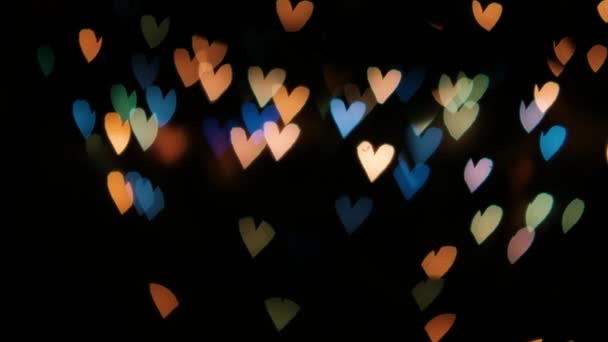 Valentinstag Hintergrund Schleifen Fliegen Abstrakte Bunte Herzen Und Partikel Isolierten — Stockvideo