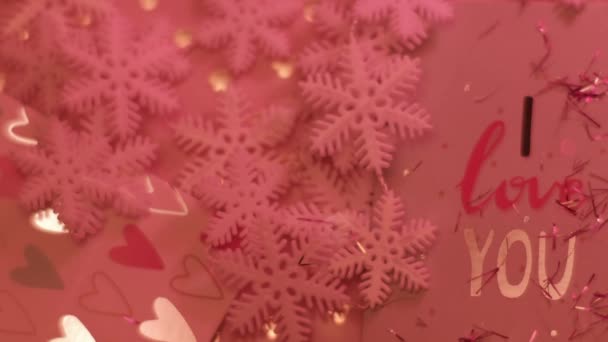 Вітальня Щасливого Валентина Рожевому Світлі — стокове відео