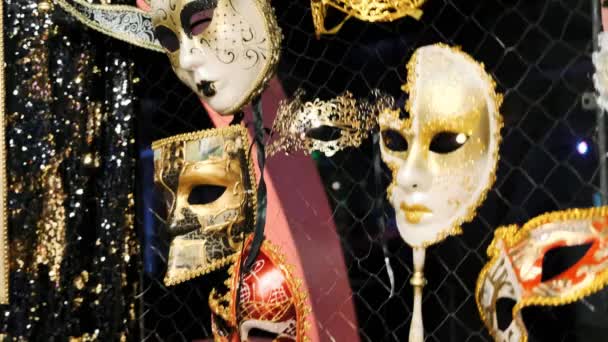 Venise Vénétie Italie Stand Avec Des Masques Vénitiens Célèbres — Video