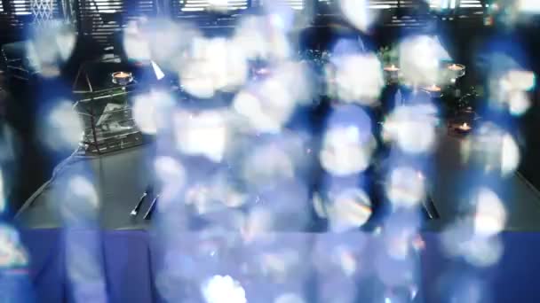 Abstraites Lumières Bokeh Bleu Lisse Sur Fond Sombre Flou Effet — Video