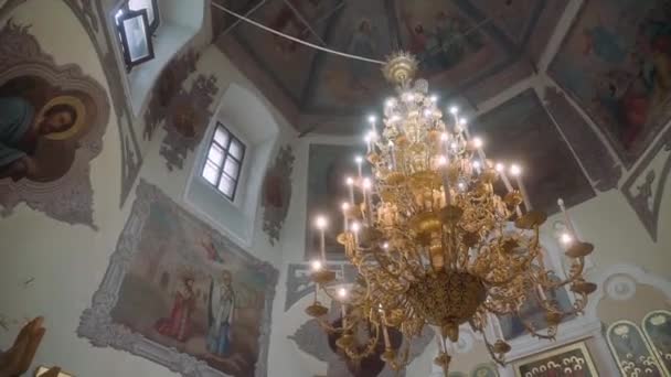 Incredibly Beautiful Unusual Chandelier Hanging Ceiling — Stock Video