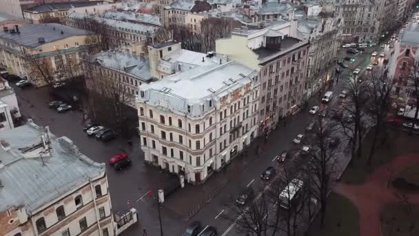 Centre Ville Saint Pétersbourg Vue Aérienne Intersection Cinq Virages Russie — Video