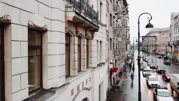 Stadens Centrum Sankt Petersburg Flygbild Skärningspunkten Mellan Fem Hörn Russia — Stockvideo