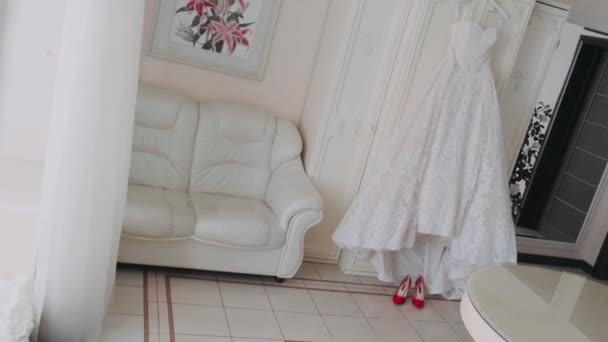 Abito Sposa Lusso Sposa Abito Sposa Bianco — Video Stock