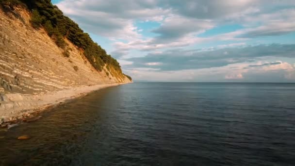 Cime Abete Rosso Rivelando Ripida Parete Rocciosa Coperta Foresta Conifere — Video Stock