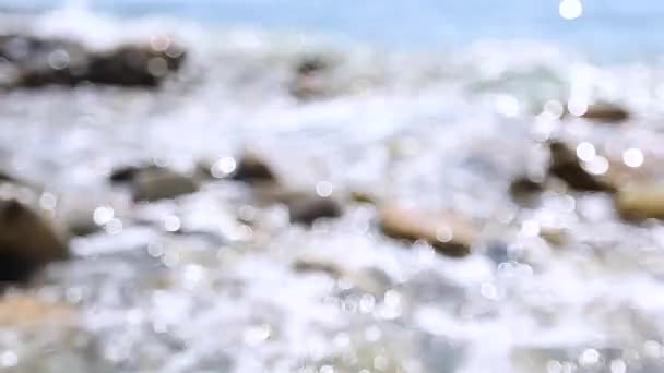 Sea Afternoon Close Waves Splashing Stones — Stock Video