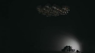 Siyah arkaplanda bir sürü avize topu var.