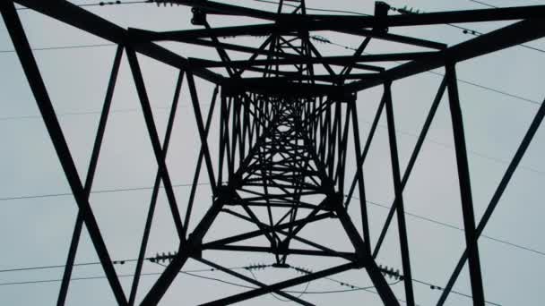 Transmission Towers Electricity Pylons Moving Electric High Voltage Pylon Beautiful — Stock Video