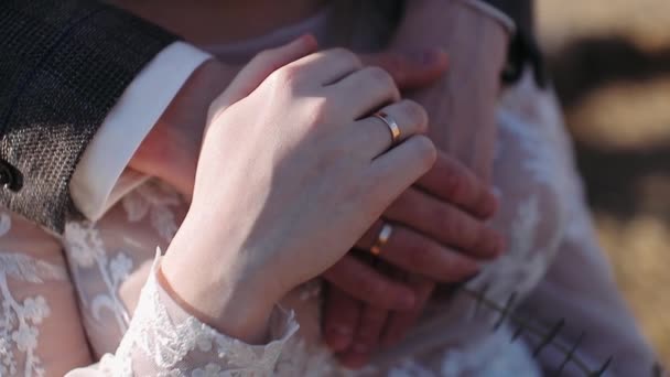 Hands Lovers Close Family Support Each Other Hugs Affection — Stock Video