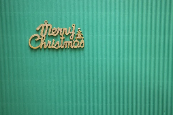 Feliz Natal Texto Dourado Sobre Fundo Listrado Verde — Fotografia de Stock