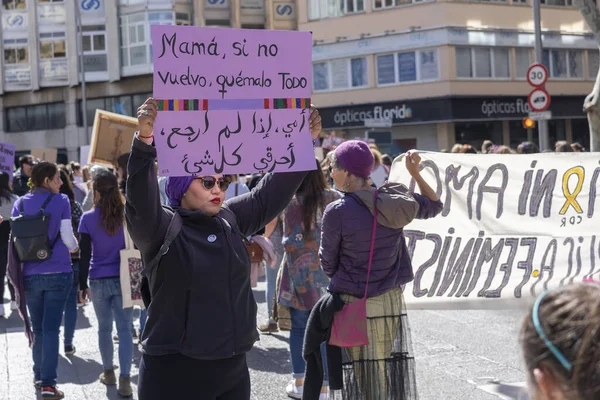 Palma Majorque Espagne Mars 2020 Journée Internationale Femme Jeune Fille — Photo