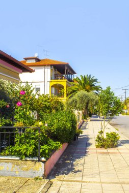 Yunanistan, köy sokağı, palmiye ağacı